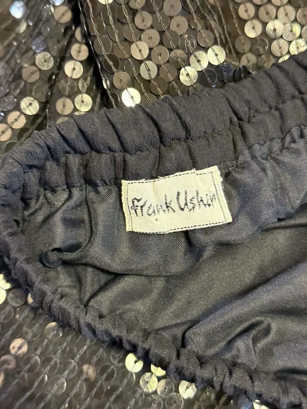 Frank Usher Vintage 100% Silk Sequin‎ Skirt Black Size M